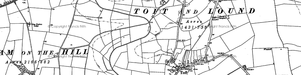 Old map of Toft in 1886