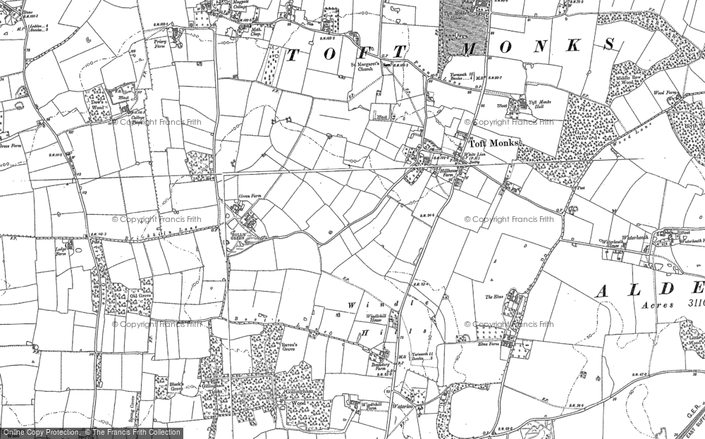 Old Map of Historic Map covering Maypole Green in 1884