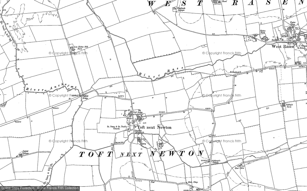 Old Map of Toft next Newton, 1885 - 1886 in 1885