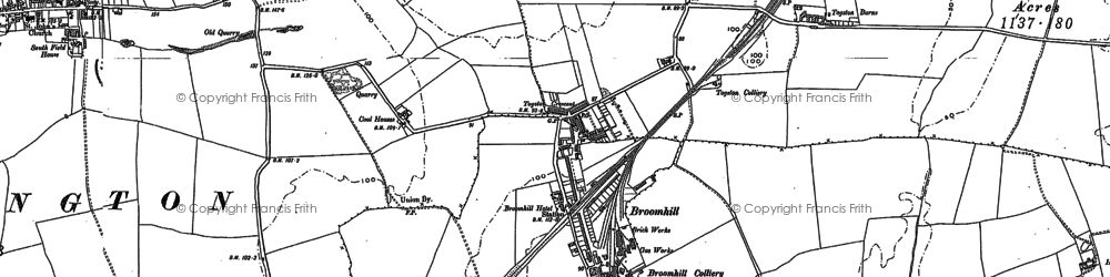 Old map of Chevington Burn in 1896