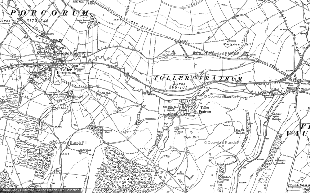 Old Map of Toller Fratrum, 1886 - 1887 in 1886