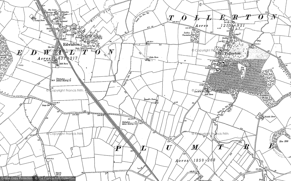 Old Map of Tollerton, 1883 in 1883