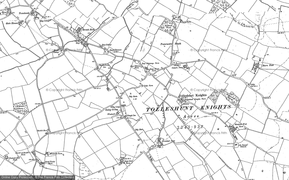 Old Map of Tolleshunt Knights, 1895 in 1895