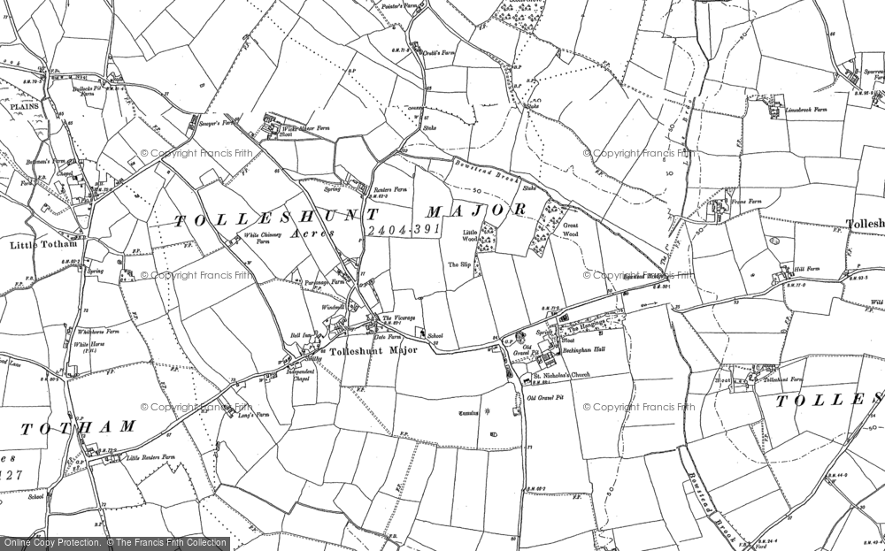 Old Map of Tolleshunt Major, 1895 in 1895