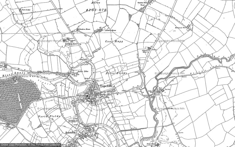 Old Map of Topcliffe, 1890 in 1890
