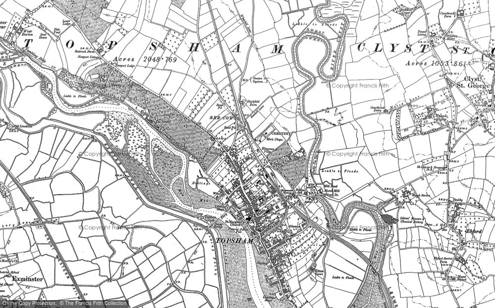Old Map of Topsham, 1887 - 1888 in 1887