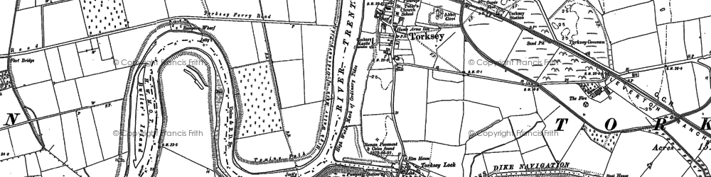 Old map of Torksey in 1884