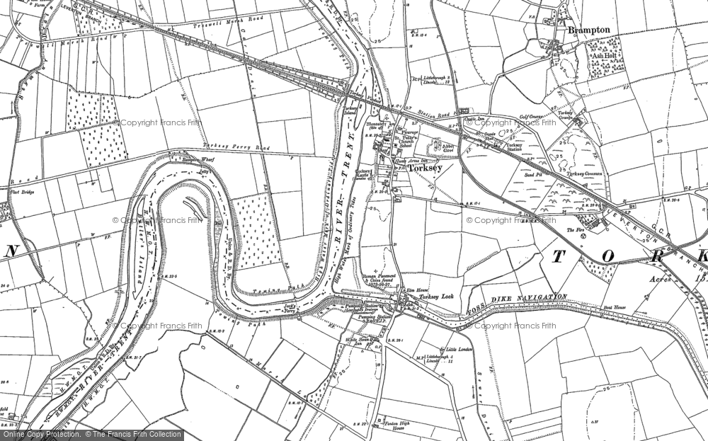 Old Map of Torksey Lock, 1884 - 1885 in 1884