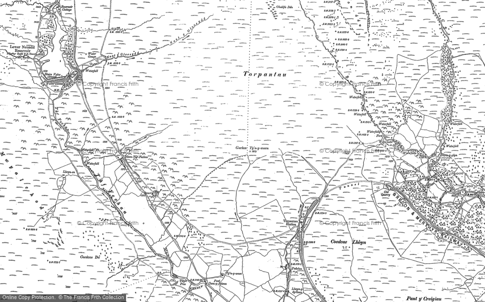 Old Map of Historic Map covering Taf Fechan in 1884