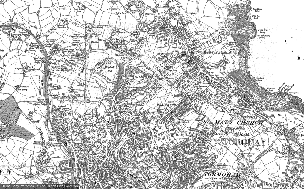 Old Map of Historic Map covering Hele in 1904