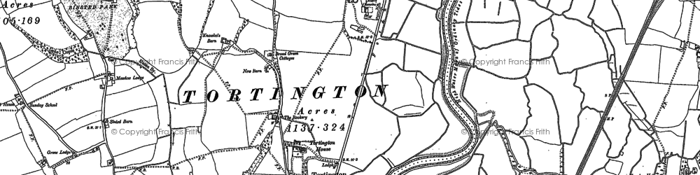 Old map of Tortington in 1875