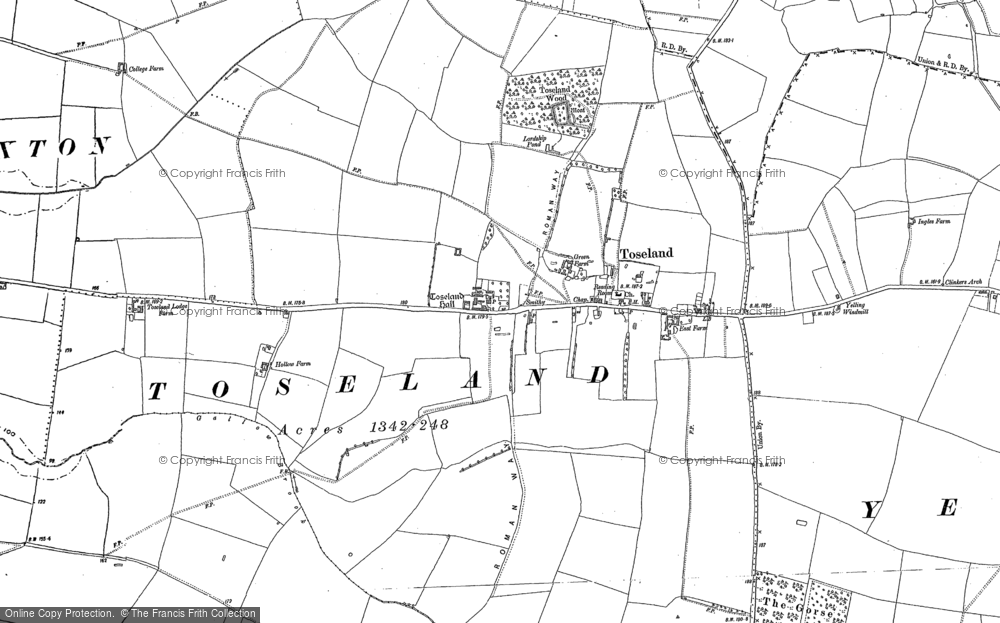 Old Map of Toseland, 1900 in 1900