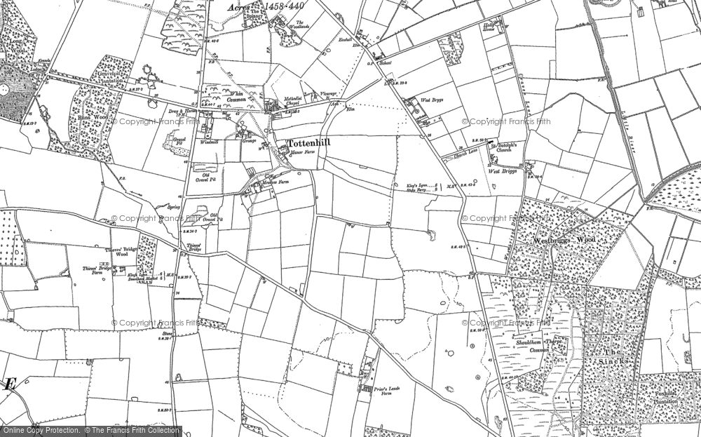 Old Map of Tottenhill, 1884 in 1884
