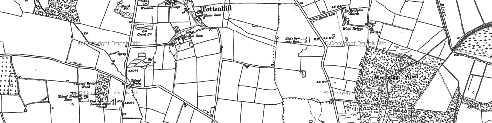Old map of Tottenhill in 1884