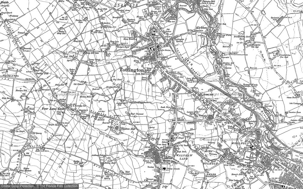 Old Map of Historic Map covering Burrs Country Park in 1891