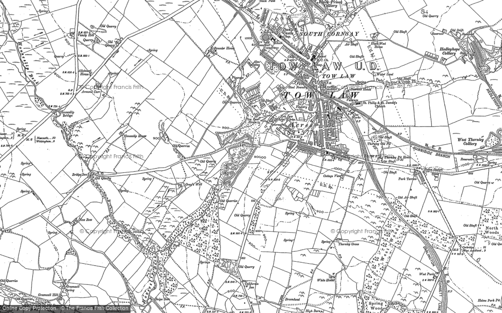 Old Map of Historic Map covering Thornley in 1895