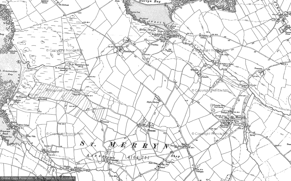 Old Map of Historic Map covering Trehemborne in 1880