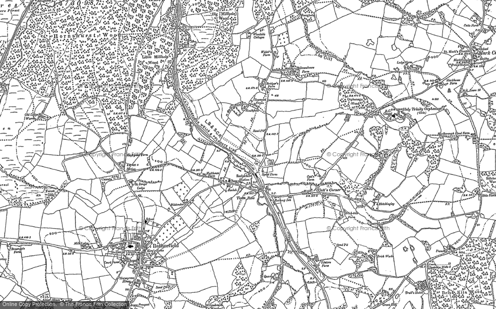 Old Map of Historic Map covering Heathfield in 1897
