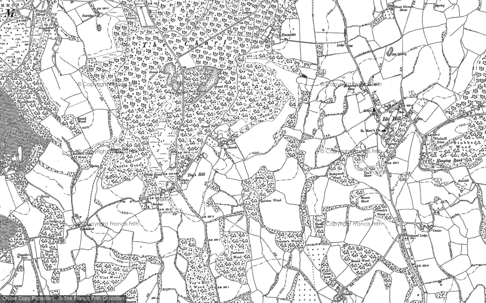 Old Map of Historic Map covering Emmetts Garden in 1907