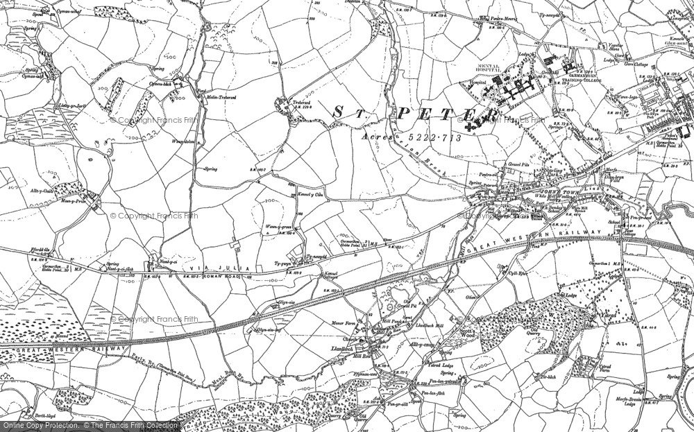 Old Map of Historic Map covering Merthyr in 1886