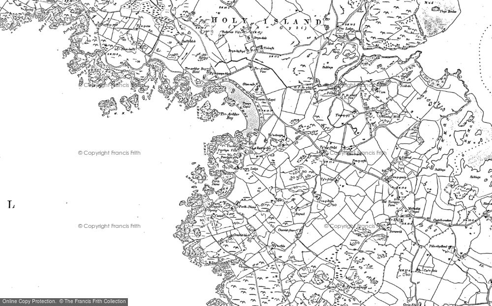 Old Map of Historic Map covering Trearddur in 1899