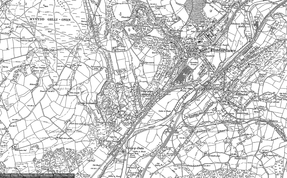 Old Map of Historic Map covering Craig-y-Duke in 1897