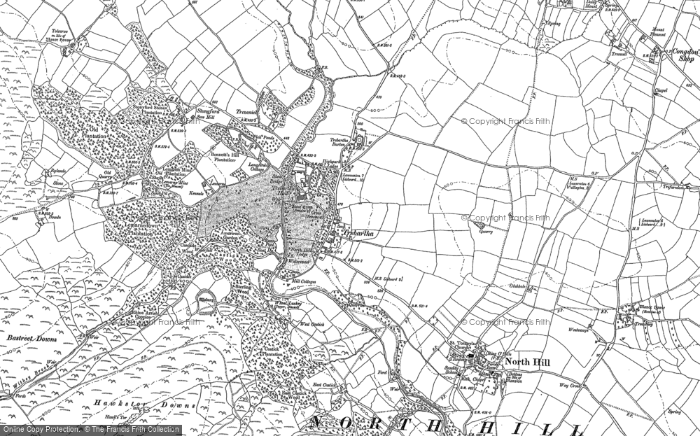 Old Map of Historic Map covering Tolcarne in 1882