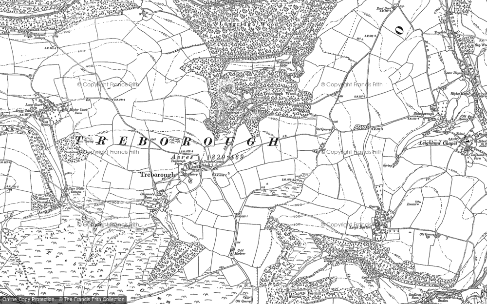 Old Map of Treborough, 1887 in 1887