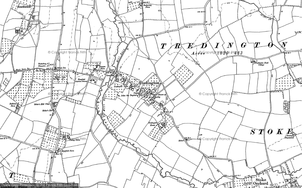Old Map of Tredington, 1883 in 1883