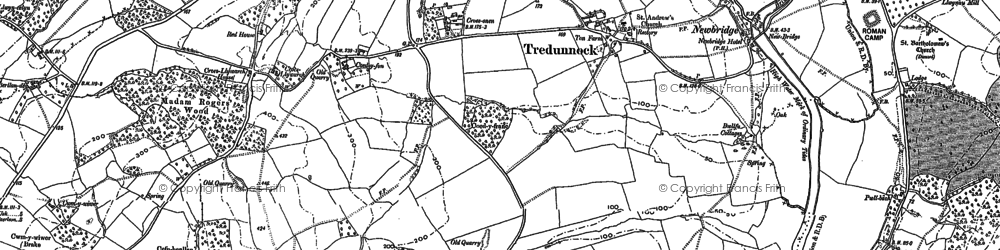 Old map of Newbridge on Usk in 1899