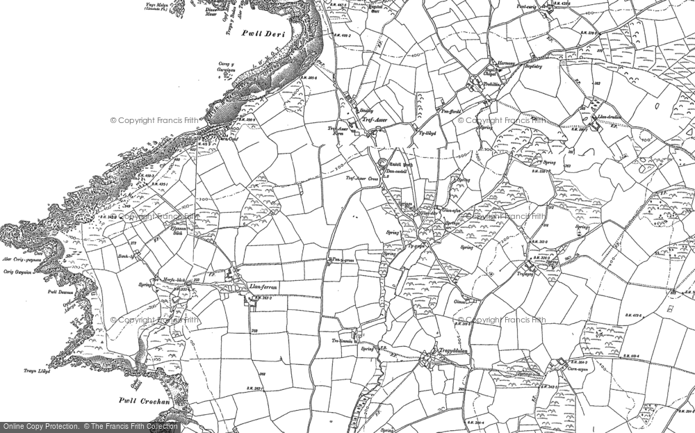 Old Map of Historic Map covering Ynys Melyn in 1887