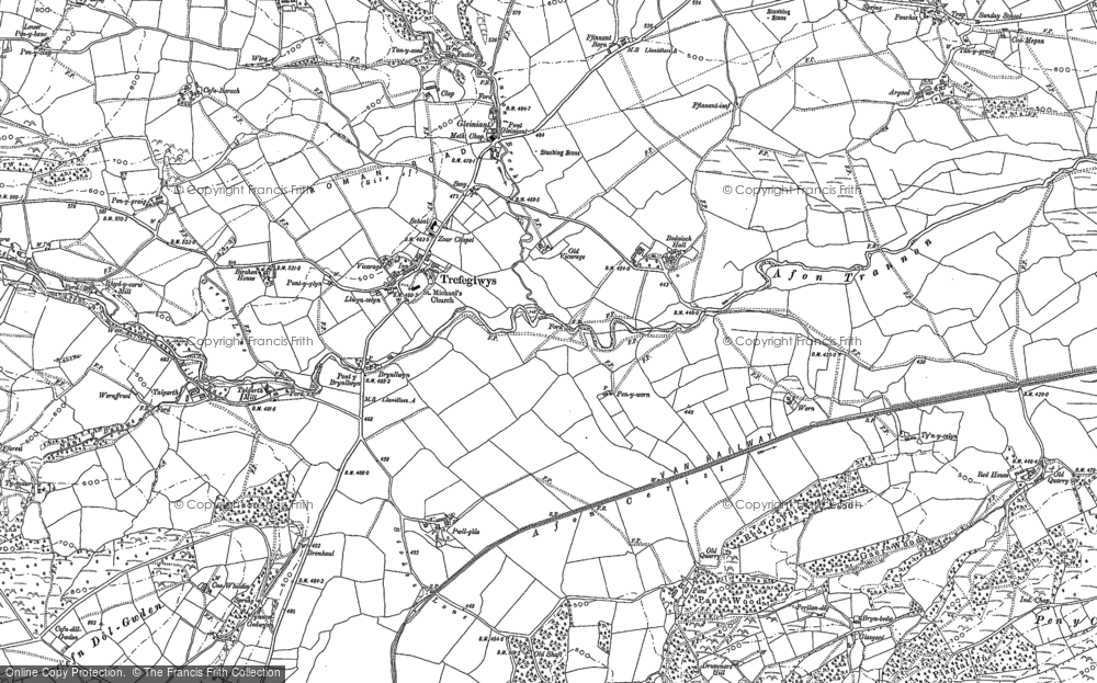Old Map of Historic Map covering Bryndderwen in 1885