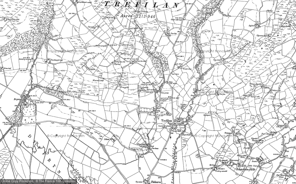 Old Map of Historic Map covering Afon Aeron in 1887
