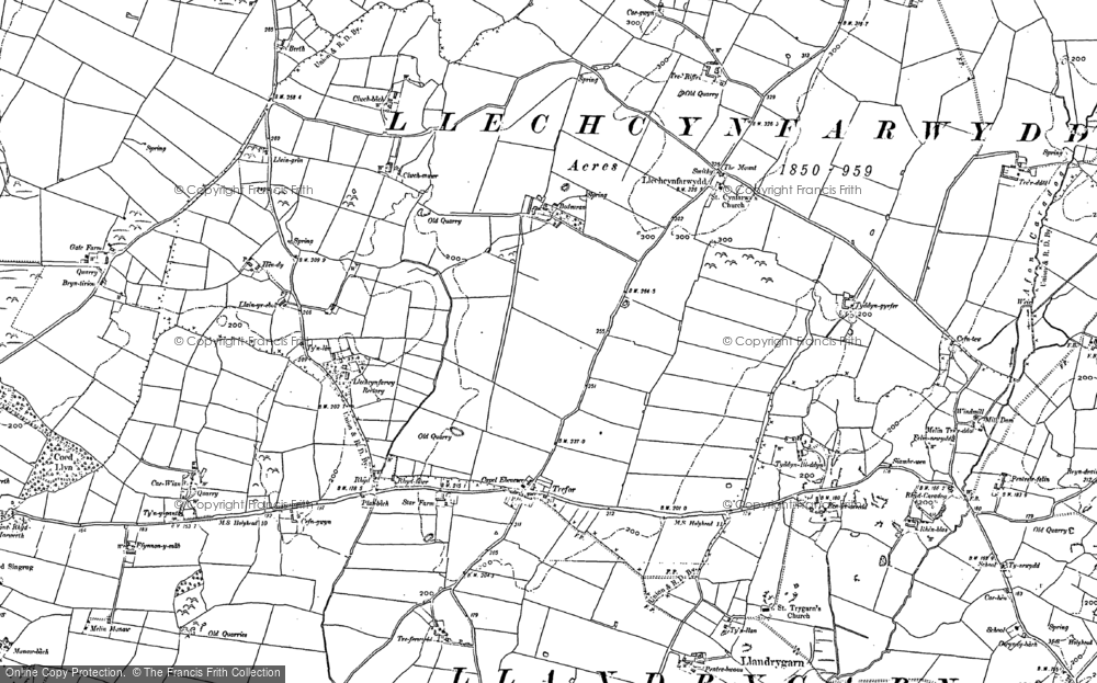 Old Map of Historic Map covering Bodychen in 1887