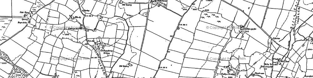 Old map of Llechcynfarwy in 1887