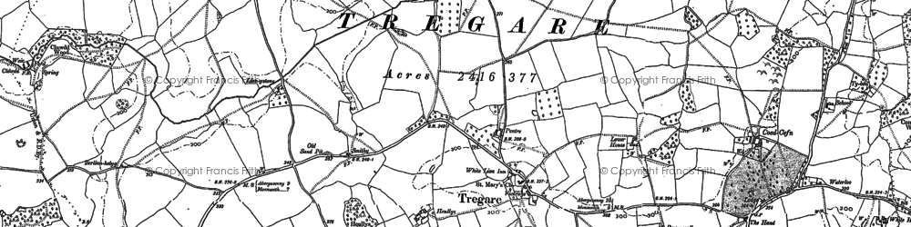 Old map of Tregare in 1900