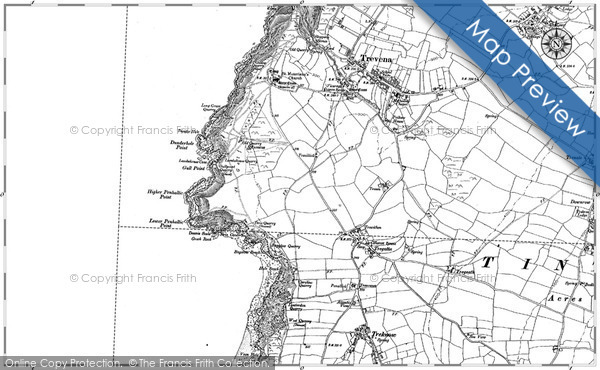 Old Map of Historic Map covering Tintagel Head in 1905