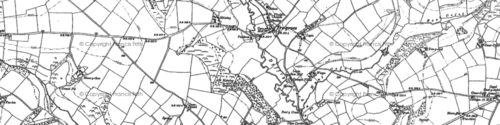 Old map of Blaenythan in 1887