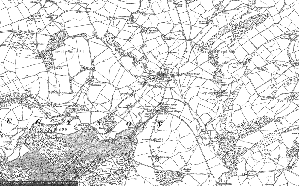 Old Map of Tregynon, 1884 in 1884