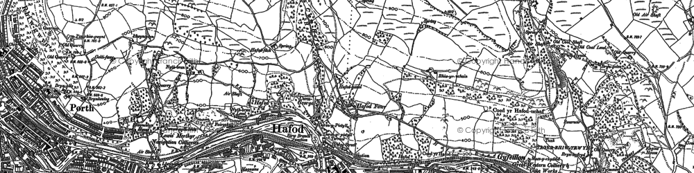 Old map of Trehafod in 1898