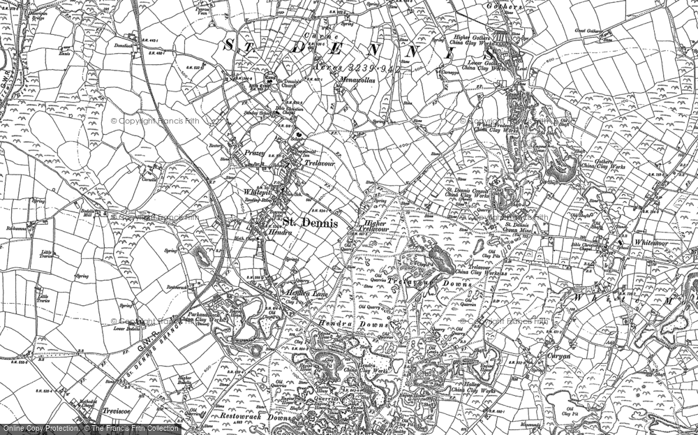 Old Map of Trelavour Downs, 1879 in 1879