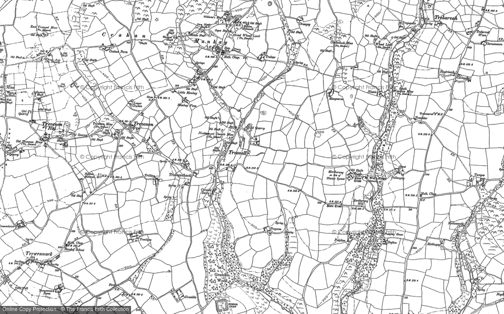 Old Map of Historic Map covering Boskenwyn Manor in 1906