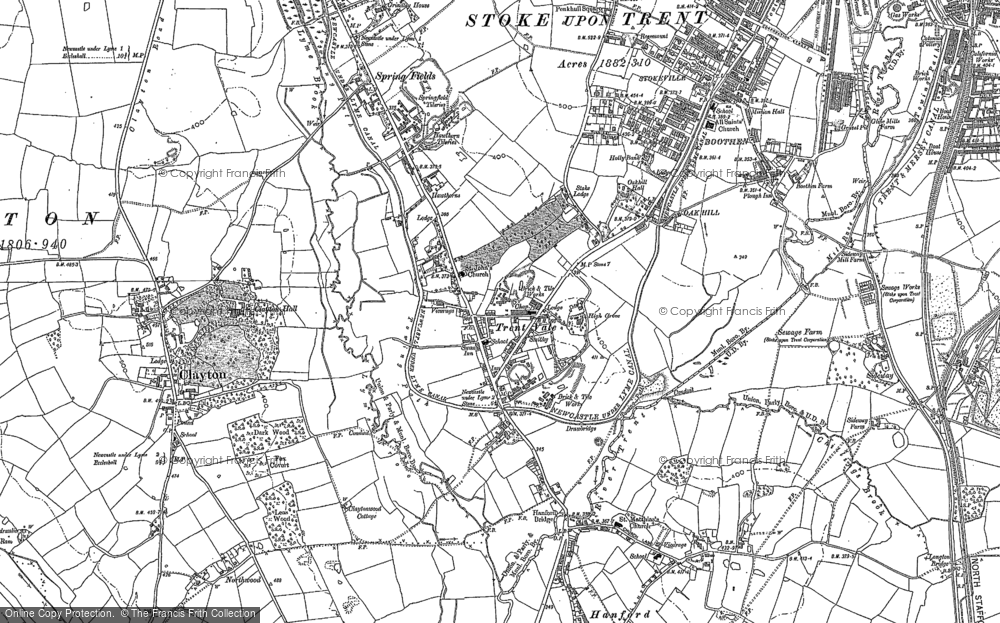Old Map of Historic Map covering Boothen in 1877