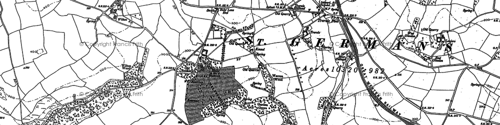 Old map of Trerulefoot in 1882