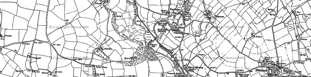 Old map of Bodrigan in 1880