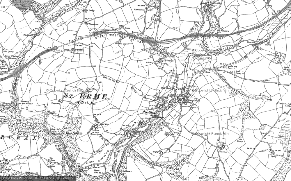 Old Map of Tresillian, 1880 in 1880