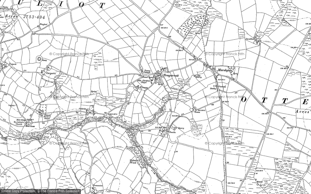 Old Map of Tresparrett, 1882 - 1905 in 1882
