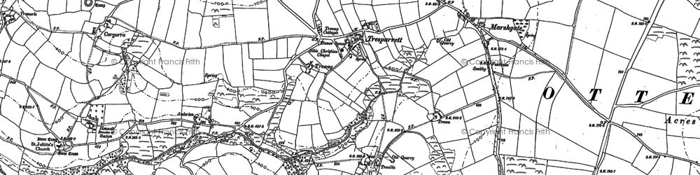 Old map of Tresparrett in 1882