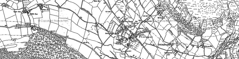 Old map of Tretower in 1885