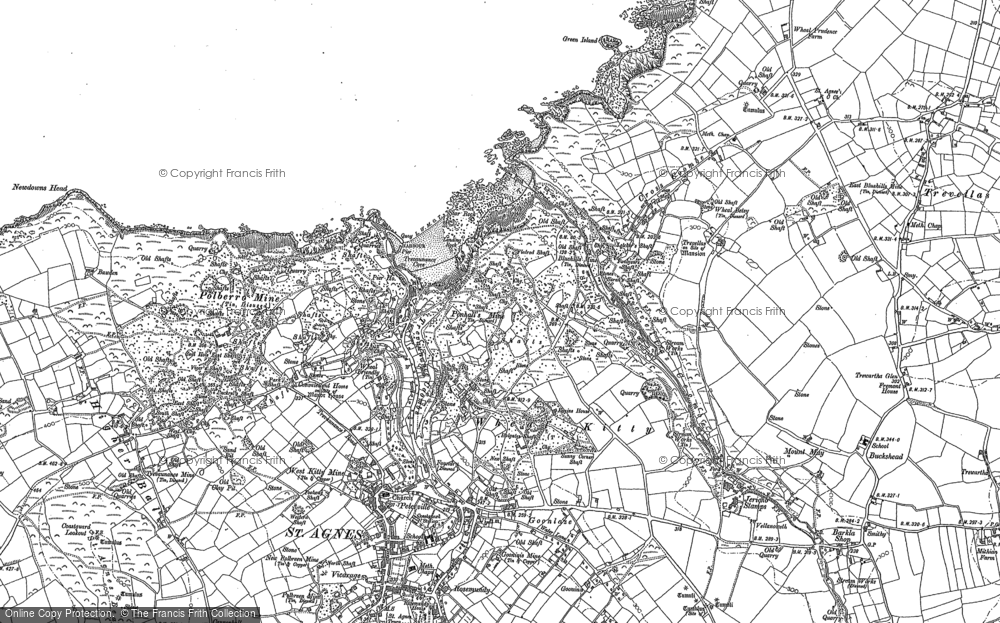 Old Map of Trevaunance Cove, 1906 in 1906